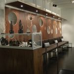Contemporary wooden bar.