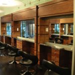 Wooden barbershop set up.